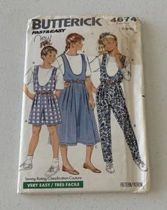Butterick 4674 Size 7-8-10 Fast & Easy Girls’ Jumpsuit, Jumper & Top UNCUT - Picture 1 of 2