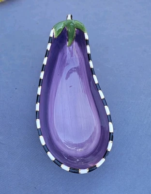 MacKENZIE CHILDS GOLDEN Collection Eggplant DISH 8.25"x3.5" Retired Serving Bowl - Image 1 of 4