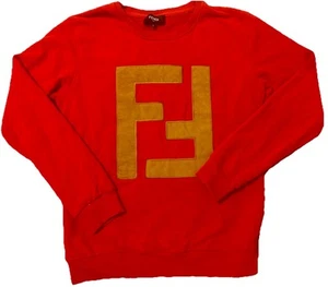 FENDI Sweatshirt in Black with embroidered Logo in Gold Size Small - Picture 1 of 1