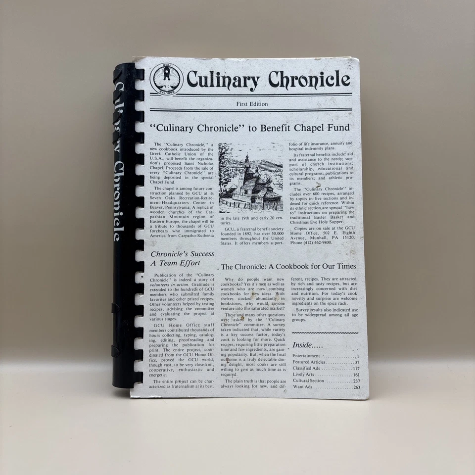 Culinary Chronicle Greek Catholic Union Cookbook 1st Ed 1st Printing 1985 Book - Image 1 of 4