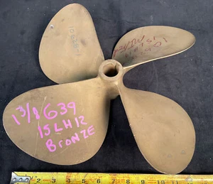 Michigan Federal 15" x 12 Pitch 4 Blade Left Hand Bronze Inboard Boat Propeller - Foto 1 di 6