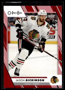 2023-24 O-Pee-Chee Red Border Jason Dickinson Chicago Blackhawks #204 - Picture 1 of 2