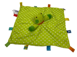 Taggies Green White Polka Dot Frog Security Blanket Rattle Plush Baby Toy Lovey - Picture 1 of 9