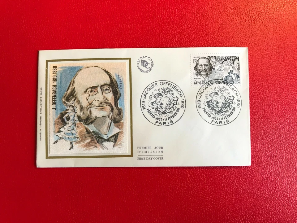 FRANCE FRANCAISE 1981 FDC SILK JACQUES OFFENBACH COMPOSER - Image 1 of 1