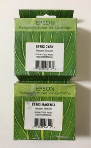 Lot Of 2 Epson Remanufactured Ink ET482 CYAN & ET483 MAGENTA - NEW/ Exp. Unknown - Picture 1 of 3