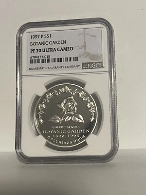 PF70 1997 P Botanic Gardens Commemorative Proof Silver Dollar NGC * - Image 1 of 2