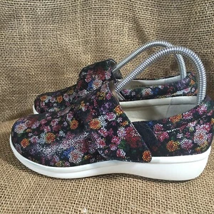 Alegria Qin 689 Floral Hook Loop Clog Slide Leather Mule Professional Shoe Sz 37 - Picture 1 of 10