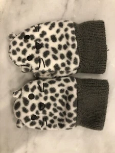 Baby Gap Baby Mittens Cat Leopard Gray And White - Picture 1 of 2