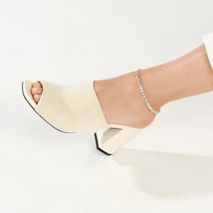 925 Sterling Silver Round Link Hanging Circle Anklet Adjustable - Picture 1 of 5