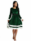 US Women&#39;s Christmas Dress Velvet Scoop Neck Rolepaly Costume Clubwear Nightwear