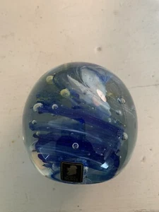 Vintage Art Glass Paperweight  Cobalt Blue Swirl Kerry  3” - Picture 1 of 4
