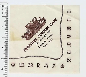 Servilleta Frontier Corner Café Lamesa años 50, Texas vintage - Imagen 1 de 2