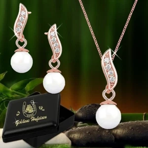 Süsswasserperlen Ohrstecker Kette 925 Silber Gold Rosegold Damen Perlen Set - Bild 1 von 9