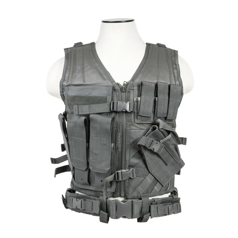 VISM Cross Draw Airsoft Tactical Vest w/ Holster by NcSTAR Regular Size CTV2916 - Image 1 of 1