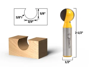 3/4" Diameter Ball End Grooving Router Bit - 1/2" Shank - Yonico 14073 - Picture 1 of 1