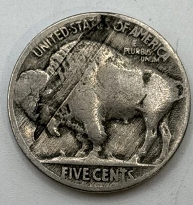 1917 5c Major Lamination ERROR Buffalo Nickel - 5 cents X-411 - Image 1 of 2
