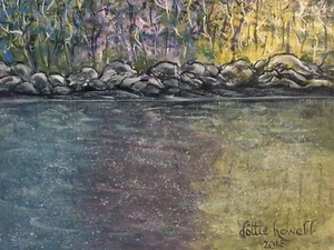 Colorful Ethereal Fairy Tale Original Landscape Painting 11x14" - River Forest - Picture 1 of 11