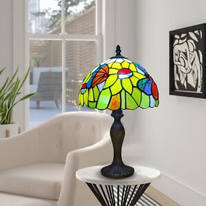 Tiffany Butterfly Style 10 inch Table Lamp Stained Glass Shade Bedside Desk Lamp