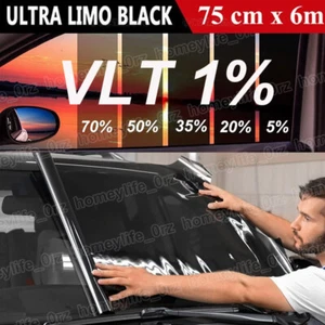 CAR WINDOW TINT FILM TINTING DARK BLACK SMOKE UV BLOCK 1% 75cm x 6M - Picture 1 of 12