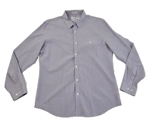 Camicia Calvin Klein con bottoni uomo L viola righe tasca manica lunga usata in ottime condizioni LN - Foto 1 di 15