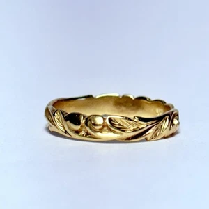 Maui Divers 14K Yellow Gold Hawaiian Heirloom Scroll 3.3mm Size 5 Band Ring 1.7g - Picture 1 of 6