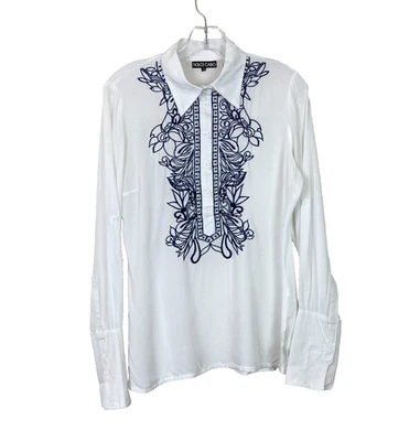 Женская блузка поповер Dolce Cabo размер M белая черная вышивка богемное - Изображение 1 из 4