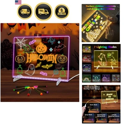 LED Note Board with Colors 7 Hues 4 Modes Acrylic Message Board Light Up - Image 1 of 4