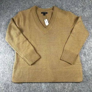 NEW Banana Republic Sweater Womens Medium Brown Knit Pullover V Neck Poet Sleeve - Picture 1 of 8
