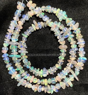 Ethiopian White Opal Smooth Nugget Beads Natural Full Star Genuine Bead Necklace - Image 1 of 4