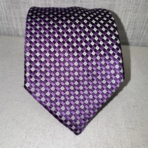 Faconnable Purple Geometric Diamonds Jacquard Heavy Woven Classic Silk Tie - Picture 1 of 3