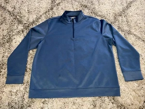 Pullover Hickey Freeman 1/4 Cremallera Para Hombres XL Azul Rayas Rendimiento Golf Preppy - Imagen 1 de 5