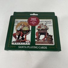 1996 Norman Rockwell Collectible Tin W/2 Decks Sealed Santa Playing Cards