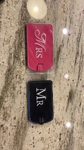 Mr & Mrs Pink and Black Luggage Tags - Picture 1 of 3