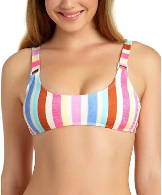 CALIFORNIA WAVES Juniors Ring Striped Bralette Bikini Top sz XL X-Large Swimwear - Image 1 of 4