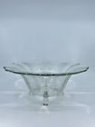 Etched Glass Large 3-Footed Bowl Centerpiece Fruit Console Fancy Serving Bowl