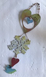 Jes McHarry & Patrick Henderson Signed - HEART - Snowflake Metal WALL ART - RARE - Picture 1 of 8