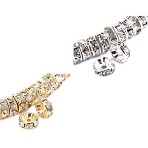 Klare Strass Rondelle Abstandshalter Gold/Silber 4 mm 6 mm 8 mm 10 mm 50 Stück pro Beutel - Bild 1 von 7