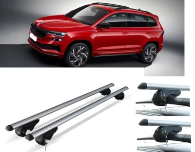 BARRE PORTATUTTO ALLUMINIO PER SKODA KAROQ ANNO 2017 CON RAIL SERRATURE ANTIFURT - Immagine 1 di 4