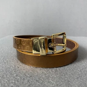 Michael Kors Twist Reversible Belt Women Small Brown Genuine Leather Gold Buckle - Picture 1 of 13
