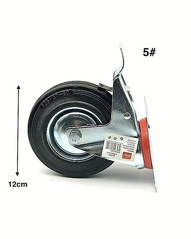 x Rotella Ruota con staffa 5# Girevole Freno Pedale Cuscinetti Carrello   Hmj - Immagine 1 di 1