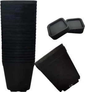 24 Pack 3" Black Nursery Pots - Square Plastic Plant Pot with Saucers for Garden - Picture 1 of 12