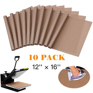 Paquete de 3/10 láminas de teflón de PTFE para prensa de calor antiadherente reutilizable 12x16 - Imagen 1 de 15