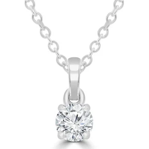 0,3 ct runder VS1 F Diamant Solitär Anhänger Halskette 14 K Weißgold - Bild 1 von 3