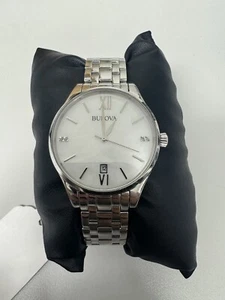 Bulova Diamond 36mm Silver Stainless Steel Case and Strap Women's Watch (96S161) - Picture 1 of 12