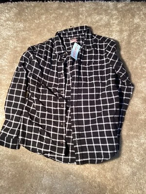 Kids Shirt Button-Down Size Long Sleeve Black White Shirt Cat & Jack XL (14) - Image 1 of 2