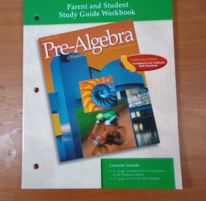Parent And Student Study Guide Workbook Glencoe Pre-algebra - Picture 1 of 8