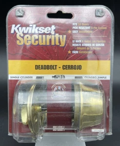 Kwikset Security Catenaccio singolo cilindro con chiave 1 lato ottone lucido nuovo - Foto 1 di 2