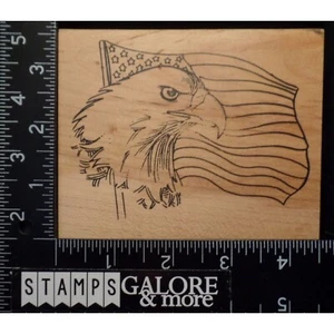 The Stamp Pad Co Rubber Stamps LARGE AMERICAN FLAG EAGLE PORTRAIT PATRIOTIC #314 - Picture 1 of 2