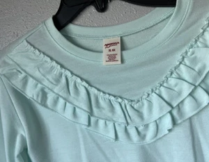 Arizona Girls ruffled bleached aqua blouse size XL 6X long Sleeve - Picture 1 of 4