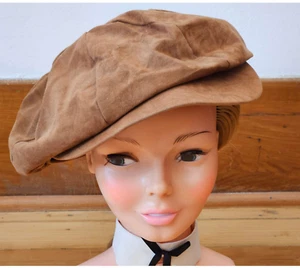 Vintage 1970s Womens Beret, Brown Suede Hat, Retro Mod Hippy Style, Size Small - Picture 1 of 9